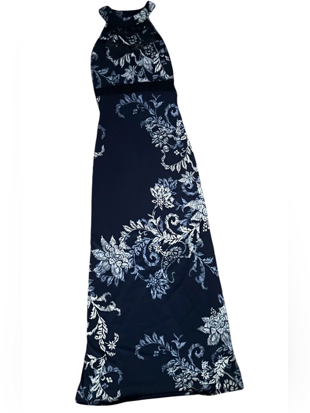Navy Floral Halter Maxi Dress